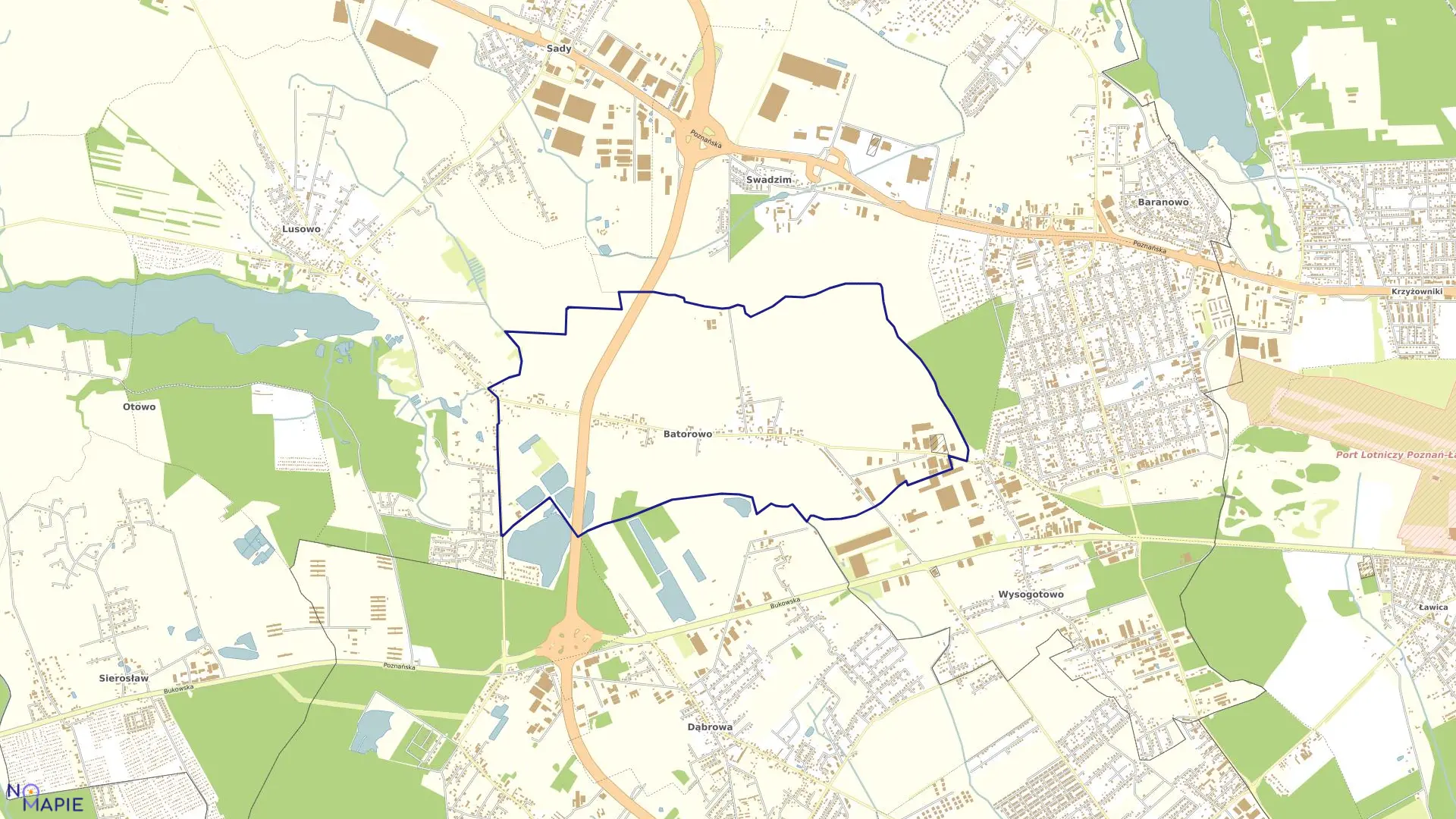 Mapa obrębu BATOROWO w gminie Tarnowo Podgórne