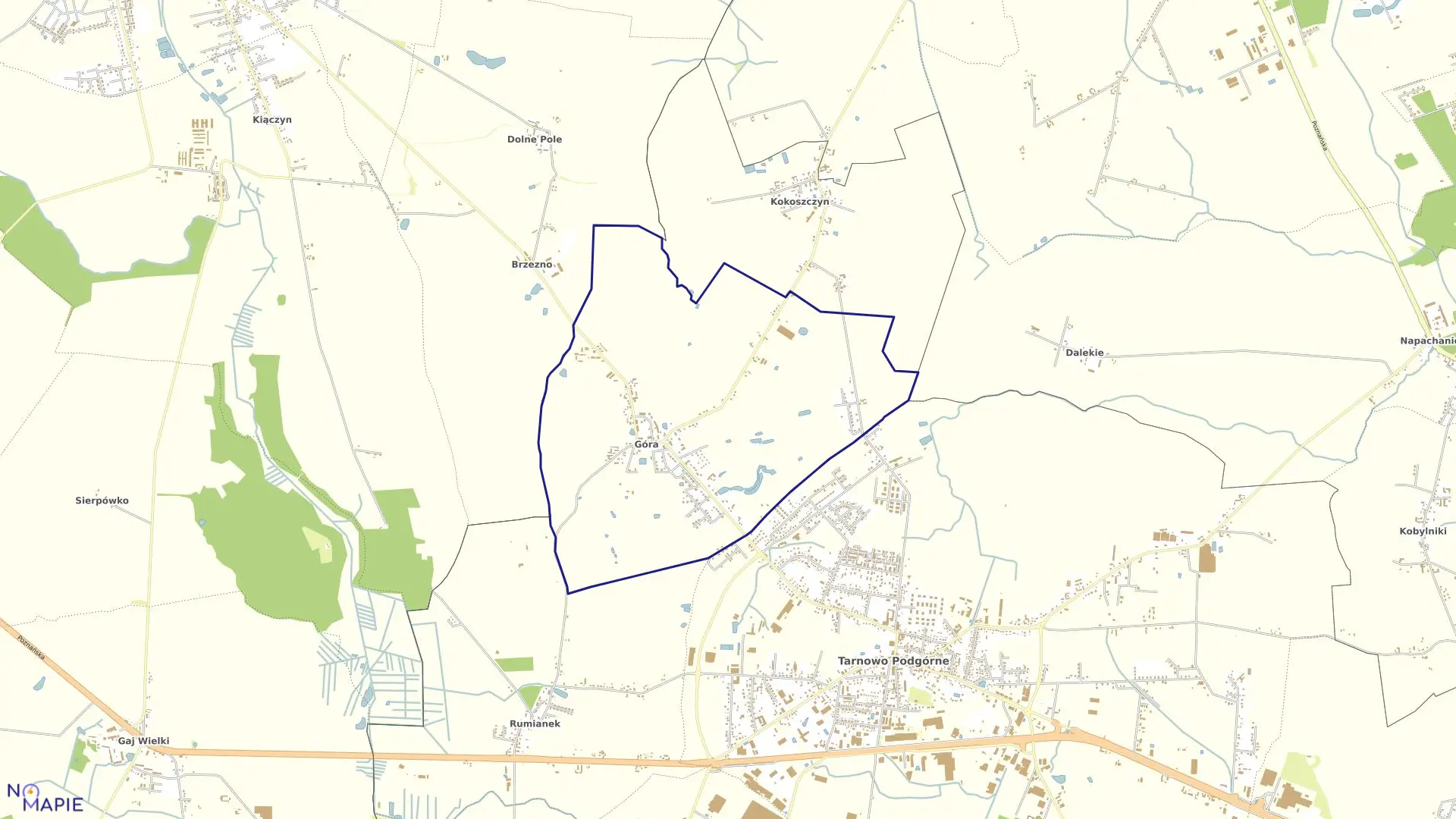 Mapa obrębu GÓRA w gminie Tarnowo Podgórne