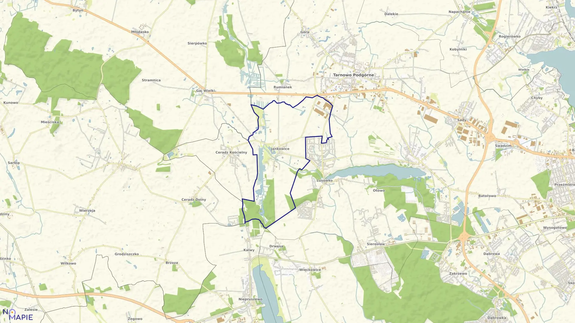 Mapa obrębu JANKOWICE w gminie Tarnowo Podgórne