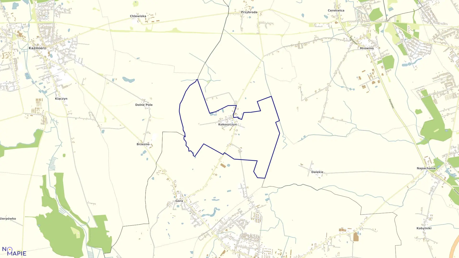 Mapa obrębu KOKOSZCZYN w gminie Tarnowo Podgórne