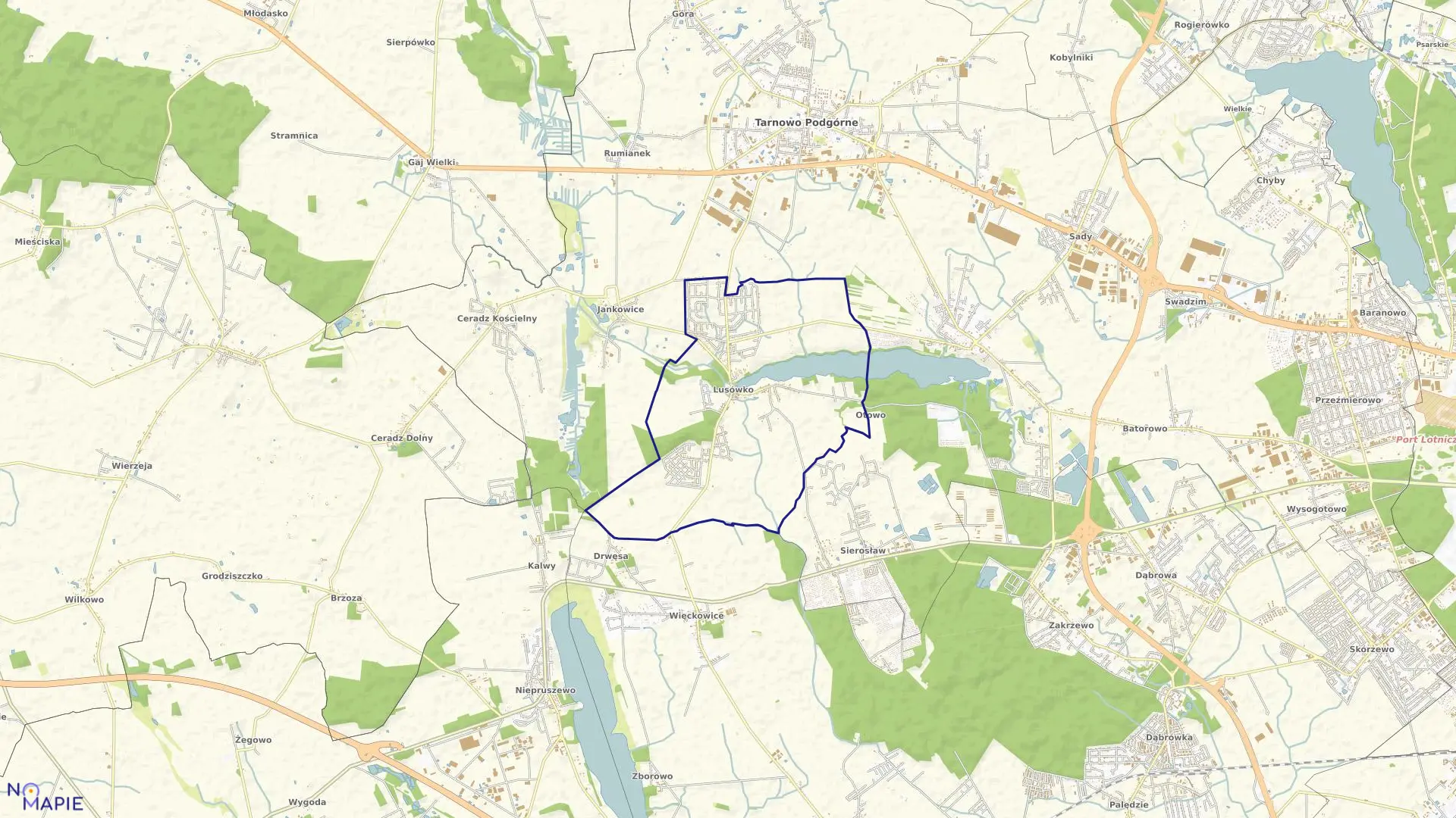 Mapa obrębu LUSÓWKO w gminie Tarnowo Podgórne